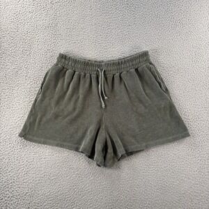 Wrap London Shorts Womens 8 Terry Cloth 100% Cotton‎ Olive Green Pockets